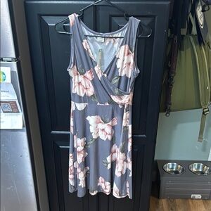 Kaileigh Gray and Blue Sleeveless Sundress